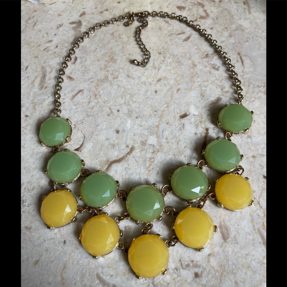 J. CREW Yellow & Lime Green Faceted Statement Necklace